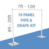 DELUXE-10 Panel Pipe and Drape Kit / Backdrop - 8-20 Feet Tall (Adjustable) Comes W/ 3 Piece Uprights for Maximum Height Adjustment