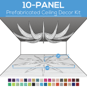 10 Panel Kit - Prefabricated Ceiling Drape Kit - 24ft Diameter - Select Drop, Fabric kind, and Color! Option for all Attachments!