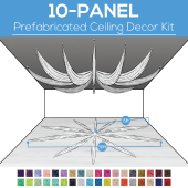 10 Panel Kit - Prefabricated Ceiling Drape Kit - 30ft Diameter - Select Drop, Fabric kind, and Color! Option for all Attachments!