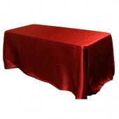 Sleek Satin Tablecloth 90"x132" Rectangular - Burgundy