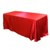 Sleek Satin Tablecloth 90"x132" Rectangular - Red