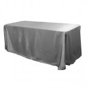Sleek Satin Tablecloth 90"x132" Rectangular - Silver