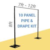 10-Panel Black Anodized Pipe and Drape Kit / Backdrop - 8 Feet Tall (Non Adjustable)