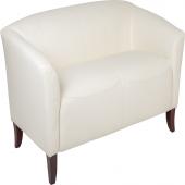 UltraLounge™ Fixed Cushion Leather Love Seat - White