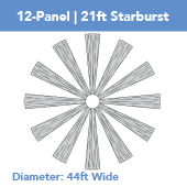 12-Panel Starburst 21ft Ceiling Draping Kit (44 Feet Wide)