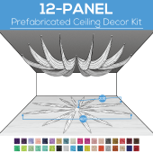 12 Panel Kit - Prefabricated Ceiling Drape Kit - 40ft Diameter - Select Drop, Fabric kind, and Color! Option for all Attachments!