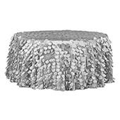 Large Petal Gatsby Circle - Round Tablecloth - 132" - Silver