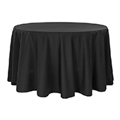 132" Round 200 GSM Polyester Tablecloth - Black