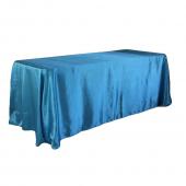 Sleek Satin Tablecloth 90"x132" Rectangular - Aqua Blue