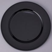 Decostar™ Plastic Charger Plate 13" - Shiny Foil Finish - Black - 24 Pieces