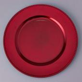Decostar™ Plastic Charger Plate 13" - Shiny Foil Finish - Red - 24 Pieces