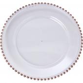 DECOSTAR™ 12.5in Plastic Charger Plate with Beaded Rim 12½" - Rose Gold - 24 Pack