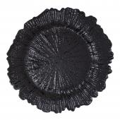 Plastic Reef Charger Plate 13" - Black - 24 Pieces