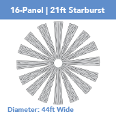 16-Panel Starburst 21ft Ceiling Draping Kit (44 Feet Wide)