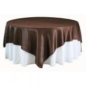 Sleek Satin Tablecloths 90" Square - Chocolate Brown