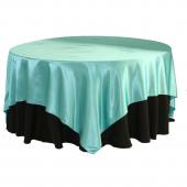 Sleek Satin Tablecloths 90" Square - Light Turquoise