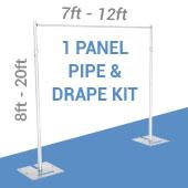 DELUXE-Single Panel Pipe and Drape Kit / Backdrop - 8-20 Feet Tall (Adjustable) Comes W/ 3 Piece Uprights for Maximum Height Adjustment