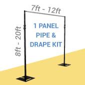 DELUXE-Single Panel Black Anodized Pipe and Drape Kit / Backdrop - 8-20 Feet Tall (Adjustable) Comes W/ 3 Piece Uprights for Maximum Height Adjustment