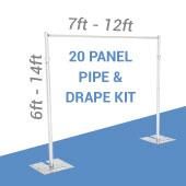 DELUXE-20 Panel Pipe and Drape Kit / Backdrop - 6-14 Feet Tall (Adjustable) Comes W/ 3 Piece Uprights for Maximum Height Adjustment