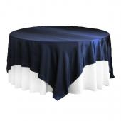 Sleek Satin Tablecloths 90" Square - Navy Blue