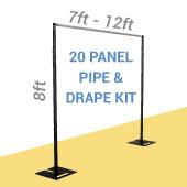 20-Panel Black Anodized Pipe and Drape Kit / Backdrop - 8 Feet Tall (Non-Adjustable)