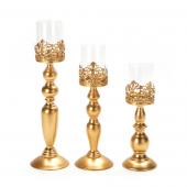 Decostar™ Gold Metal Pedestal Candle Holder Set of 3!
