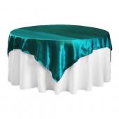 Sleek Satin Tablecloths 72" Square - Dark Turquoise