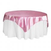 Sleek Satin Tablecloths 72" Square - Medium Pink