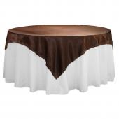Sleek Satin Tablecloths 72" Square - Chocolate Brown