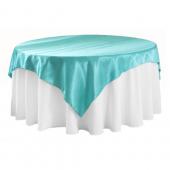 Sleek Satin Tablecloths 72" Square - Light Turquoise