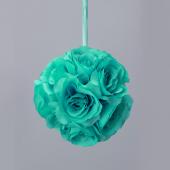 Decostar™ Rose Silk Flower Pomander Kissing Ball 6"  - 12 Pieces - Aqua