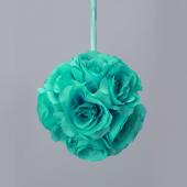 Decostar™ Rose Silk Flower Pomander Kissing Ball 6" - 12 Pieces - Aqua