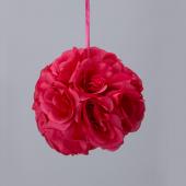 Decostar™ Rose Silk Flower Pomander Kissing Ball 6"  - 12 Pieces - Fuchsia