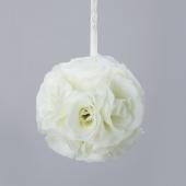 Decostar™ Rose Silk Flower Pomander Kissing Ball 6" - 12 Pieces - Ivory