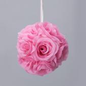 Decostar™ Rose Silk Flower Pomander Kissing Ball 6" - 12 Pieces - Pink