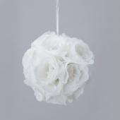 Decostar™ Rose Silk Flower Pomander Kissing Ball 6"  - 12 Pieces - White