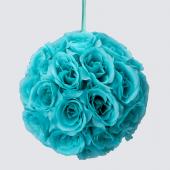 Decostar™ Rose Silk Flower Pomander Kissing Ball 10" - Aqua