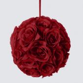Decostar™ Rose Silk Flower Pomander Kissing Ball 10" - Burgundy