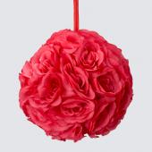 Decostar™ Rose Silk Flower Pomander Kissing Ball 10" - Coral
