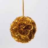 Decostar™ Rose Silk Flower Pomander Kissing Ball 10" - Gold