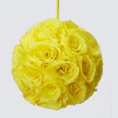 Decostar™ Rose Silk Flower Pomander Kissing Ball 10"  - Yellow
