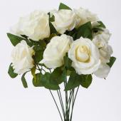 Decostar™ Artificial 12 Roses Bouquet  17½" - White