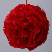 Decostar™ Rose Silk Flower Pomander Kissing Ball 12" - Red