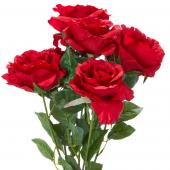 Decostar™ Artificial Deluxe Rose Large Flower Bush 20" Red