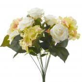 Artificial Rose & Hydrangea Bouquet White/Green