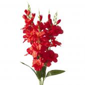 Artificial Flower w/ Greenery Stem - Red