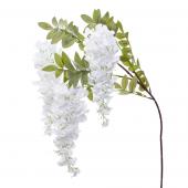 Artificial Wisteria Flower Stem w/ Greenery - 39"   - White