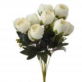 Artificial Cabbage Rose 19" - White