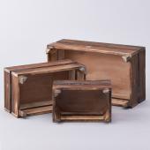 Decostar™ Wooden Box - Brown - 3 Piece Set