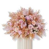 LUXE Golden Leaves & Pink Rose Table Centerpiece - 24 Inches